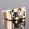 Bague 52 Bague tank en or jaune 18 carats avec saphir, rubis et diamant 58 Facettes 20-349-49