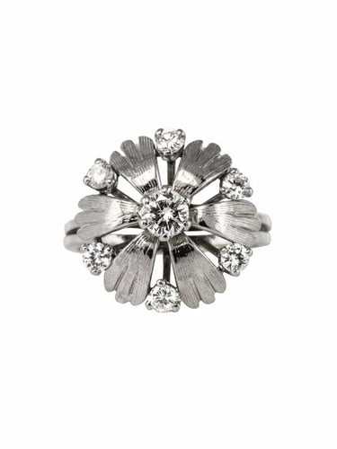 Bague 51 Bague pétales en or blanc 18 carats et diamants 58 Facettes 20-150-49