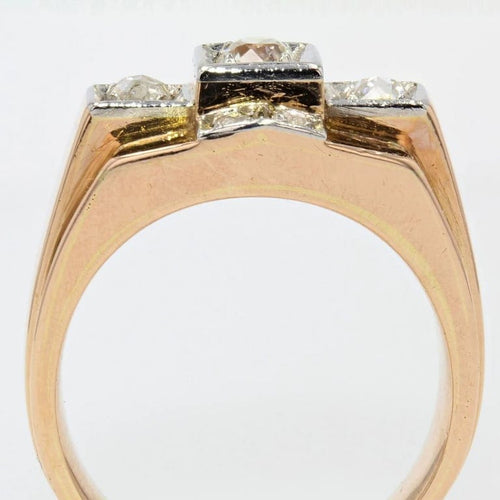 Bague 56 Bague tank en or rose 18 carats et platine avec diamants 58 Facettes 20-322-52
