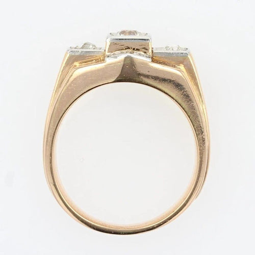 Bague 56 Bague tank en or rose 18 carats et platine avec diamants 58 Facettes 20-322-52