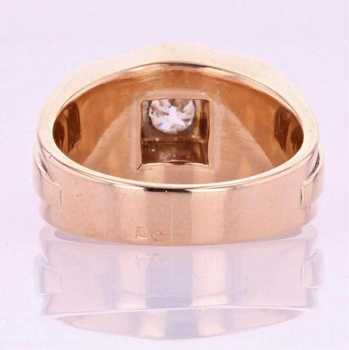 Bague 56 Bague tank en or rose 18 carats et platine avec diamants 58 Facettes 20-322-52