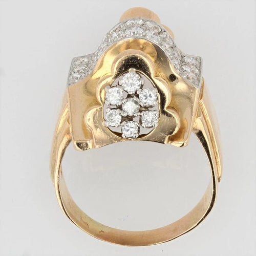 Bague 60 Bague tank nœud en or jaune 18 carats, platine et diamants 58 Facettes 20-593-55