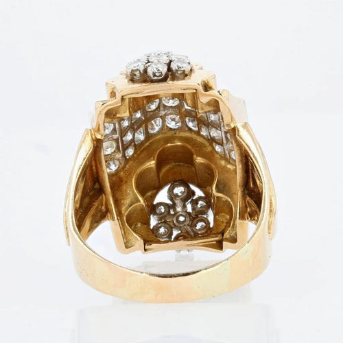 Bague 60 Bague tank nœud en or jaune 18 carats, platine et diamants 58 Facettes 20-593-55