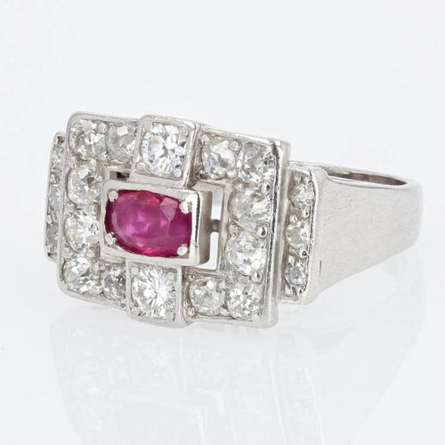 Bague 51 Bague Art déco en platine, rubis et diamants 58 Facettes 20-600-48