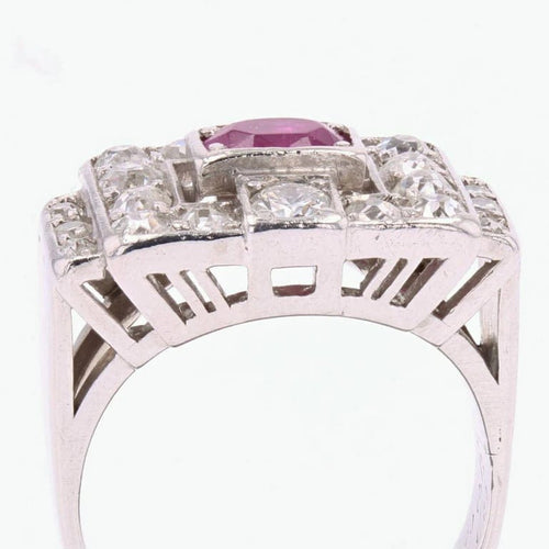 Bague 51 Bague Art déco en platine, rubis et diamants 58 Facettes 20-600-48