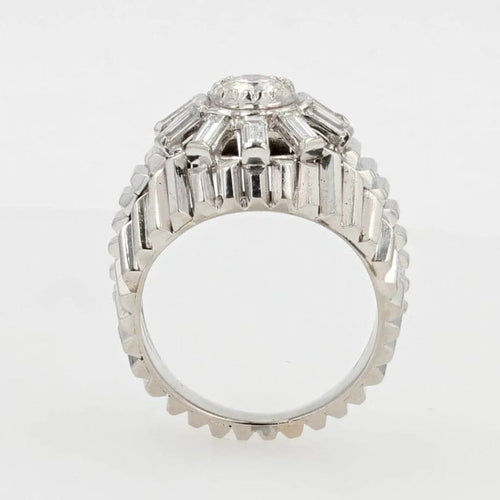 Bague 62 Bague dôme en or blanc 18 carats et diamants baguette 58 Facettes 20-589-59