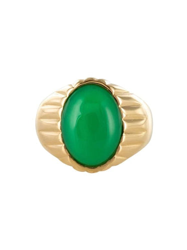 Bague 62 Bague chevalière vintage en or jaune 18 carats au chrysoprase 58 Facettes 19-410-58