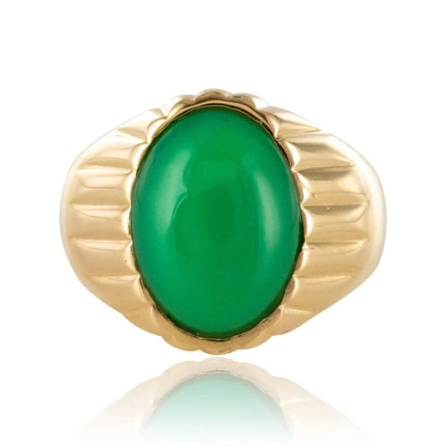 Bague 62 Bague chevalière vintage en or jaune 18 carats au chrysoprase 58 Facettes 19-410-58