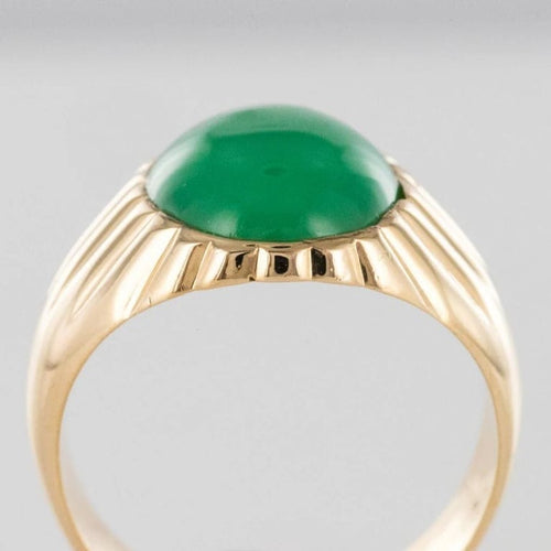 Bague 62 Bague chevalière vintage en or jaune 18 carats au chrysoprase 58 Facettes 19-410-58