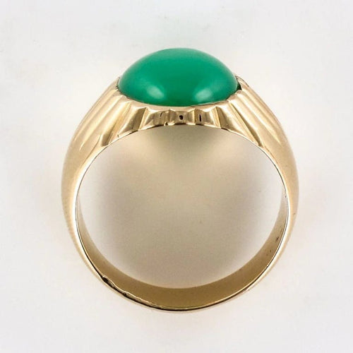Bague 62 Bague chevalière vintage en or jaune 18 carats au chrysoprase 58 Facettes 19-410-58