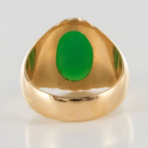 Bague 62 Bague chevalière vintage en or jaune 18 carats au chrysoprase 58 Facettes 19-410-58