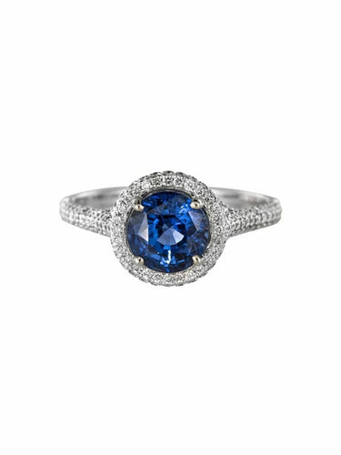 Bague 54 Bague en platine au saphir de Ceylan et diamants 58 Facettes 19-250-53