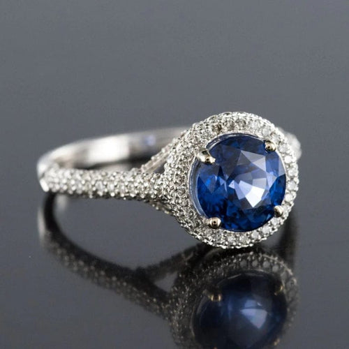 Bague 54 Bague en platine au saphir de Ceylan et diamants 58 Facettes 19-250-53