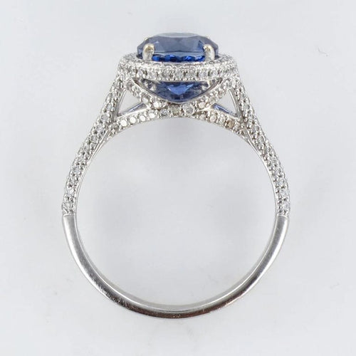 Bague 54 Bague en platine au saphir de Ceylan et diamants 58 Facettes 19-250-53