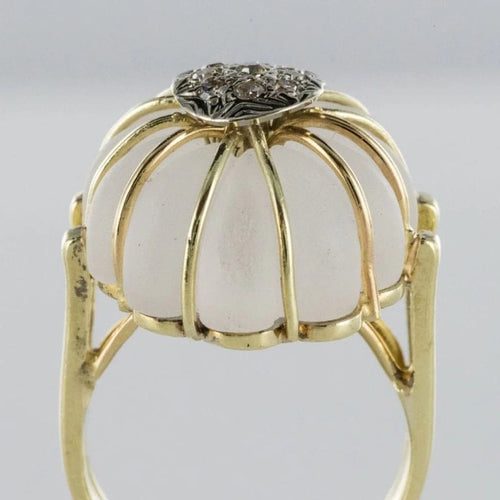 Bague 50 Bague en or jaune 14 carats au cristal de roche et diamants 58 Facettes 19-176A