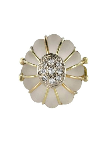 Bague 50 Bague en or jaune 14 carats au cristal de roche et diamants 58 Facettes 19-176A