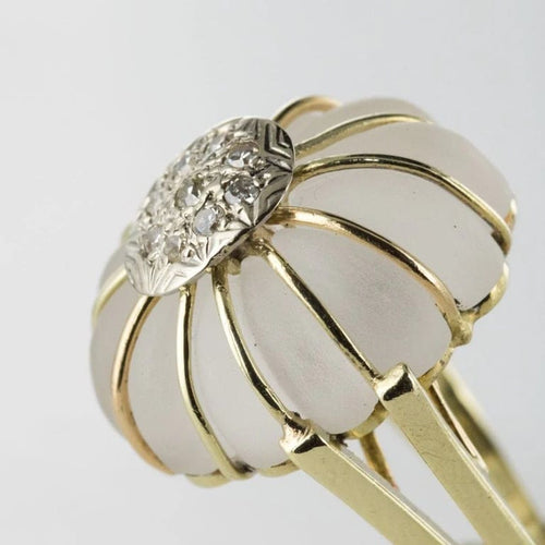 Bague 50 Bague en or jaune 14 carats au cristal de roche et diamants 58 Facettes 19-176A