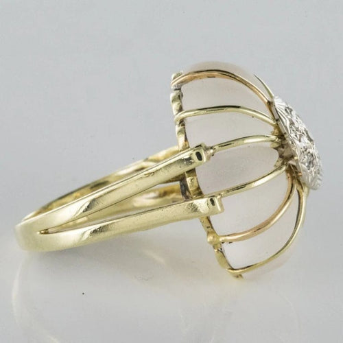 Bague 50 Bague en or jaune 14 carats au cristal de roche et diamants 58 Facettes 19-176A