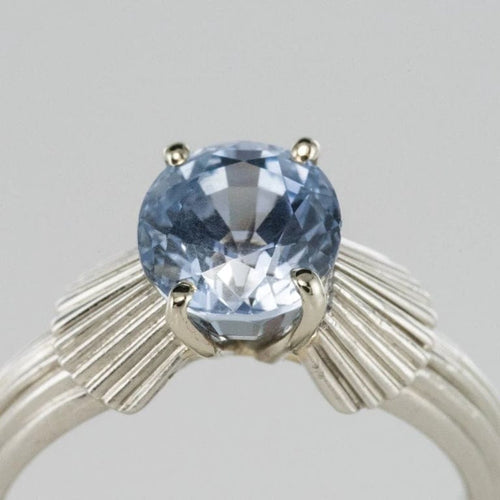 Bague 52 Bague solitaire vintage en platine et or blanc, saphir 58 Facettes 19-191-49