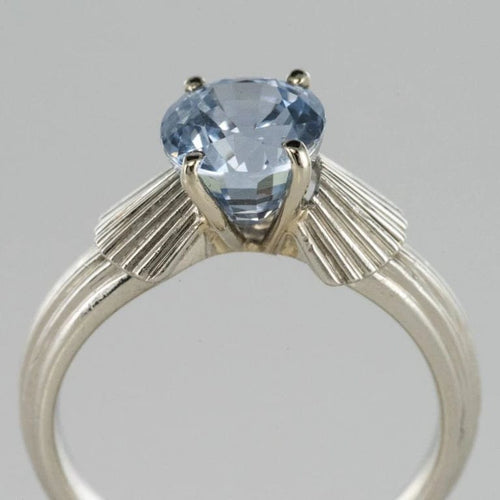Bague 52 Bague solitaire vintage en platine et or blanc, saphir 58 Facettes 19-191-49