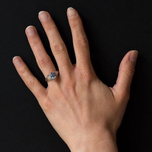 Bague 52 Bague solitaire vintage en platine et or blanc, saphir 58 Facettes 19-191-49