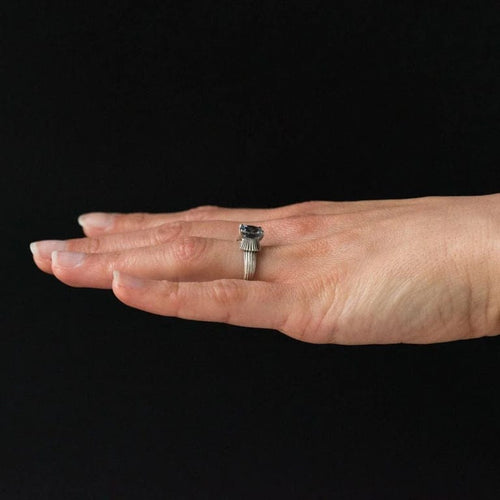 Bague 52 Bague solitaire vintage en platine et or blanc, saphir 58 Facettes 19-191-49