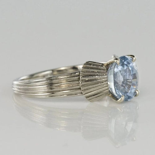 Bague 52 Bague solitaire vintage en platine et or blanc, saphir 58 Facettes 19-191-49
