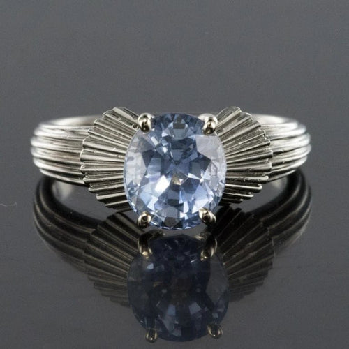 Bague 52 Bague solitaire vintage en platine et or blanc, saphir 58 Facettes 19-191-49