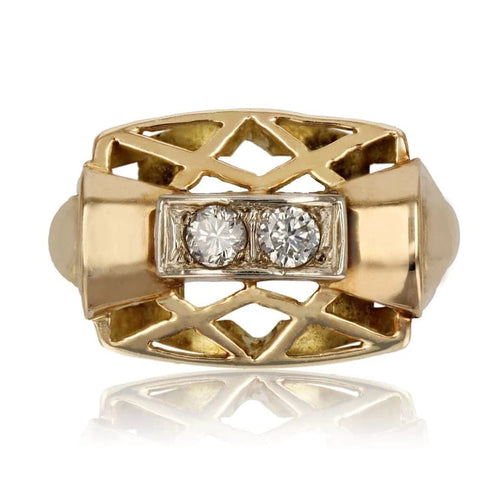 Bague 52 Bague tank en or jaune 18 carats et diamants 58 Facettes CV75-52