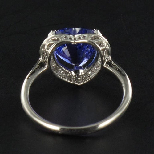 Bague 50 Bague cœur tanzanite et diamants en or blanc 18 carats 58 Facettes 12-063-5220536-52
