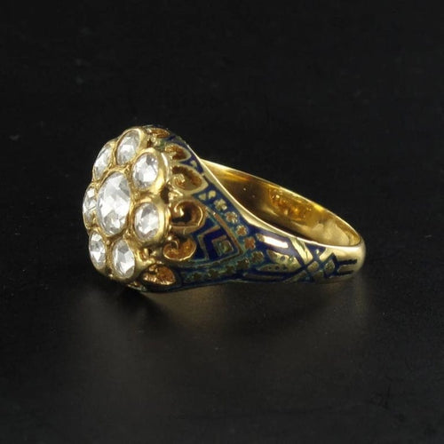 Bague 56 Bague diamants et émail bleu en or jaune 18 carats 58 Facettes 08-017-1463177-57