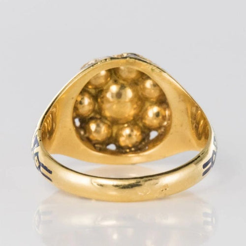 Bague 56 Bague diamants et émail bleu en or jaune 18 carats 58 Facettes 08-017-1463177-57