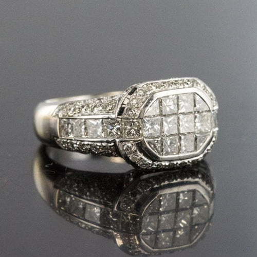 Bague 51 Bague diamants taille princesse en or blanc 18 carats 58 Facettes 01-186-1895002-51