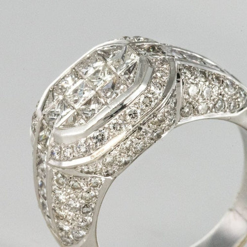 Bague 51 Bague diamants taille princesse en or blanc 18 carats 58 Facettes 01-186-1895002-51
