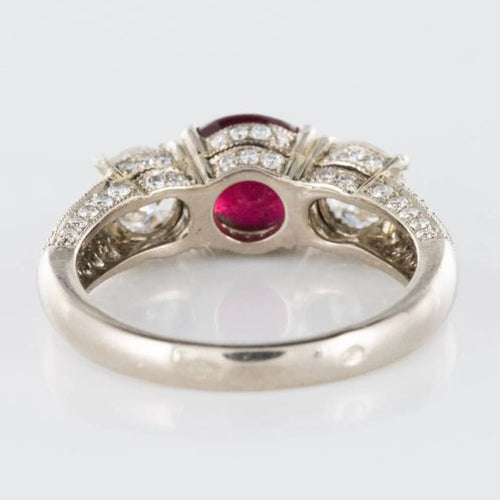 Bague 53 Bague en or blanc 18 carats rubis et diamants pavés 58 Facettes 05-118-3177552-53
