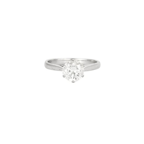 Bague 51 Bague solitaire en or blanc 18k avec diamant taille brillant 1,10 ct 58 Facettes
