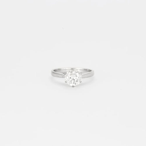 Bague 51 Bague solitaire en or blanc 18k avec diamant taille brillant 1,10 ct 58 Facettes