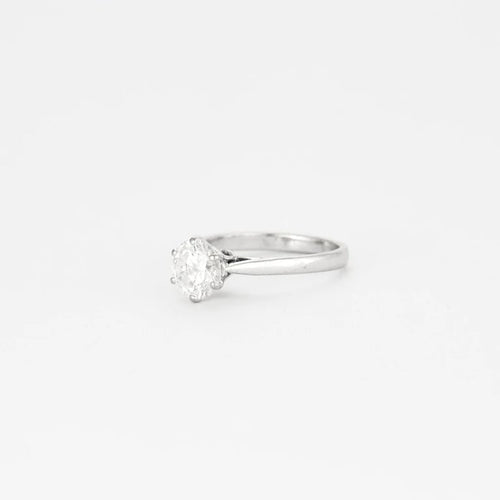 Bague 51 Bague solitaire en or blanc 18k avec diamant taille brillant 1,10 ct 58 Facettes