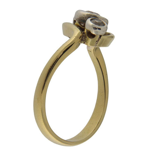 Bague 55 Bague style ancien en or jaune 750 et argent, diamants taille ancienne 58 Facettes G3893