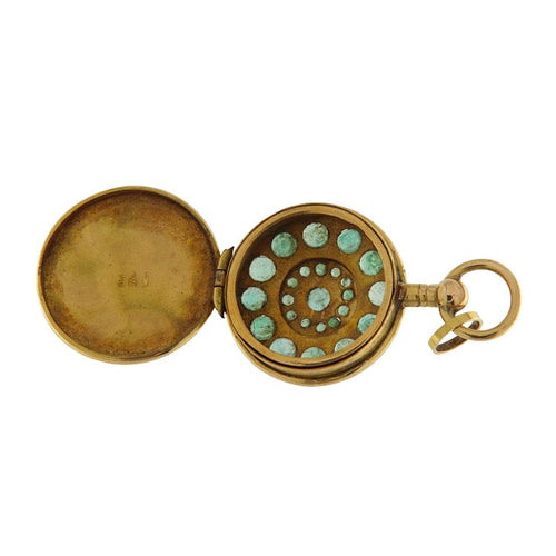 Pendentif Pendentif porte-pilules en or jaune avec émeraudes 58 Facettes G3896