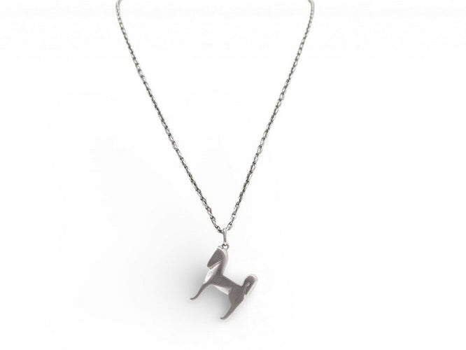 Collier collier HERMES panache h077298fb00 pendentif galop metal argente 58 Facettes 273214
