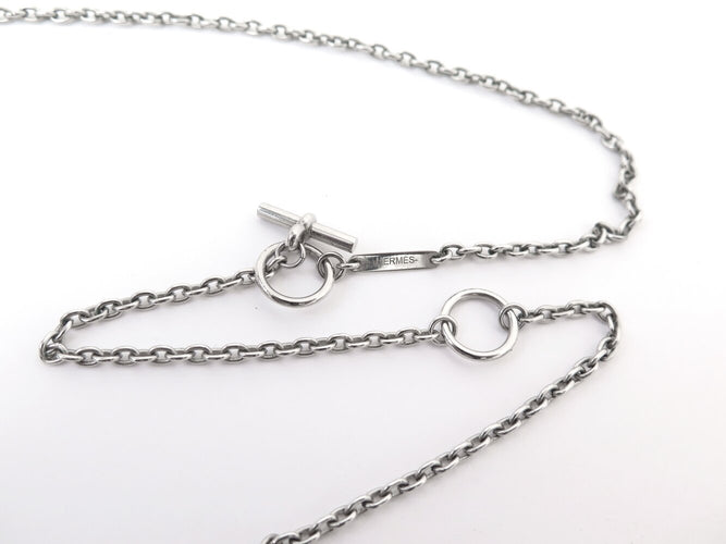 Collier collier HERMES panache h077298fb00 pendentif galop metal argente 58 Facettes 273214