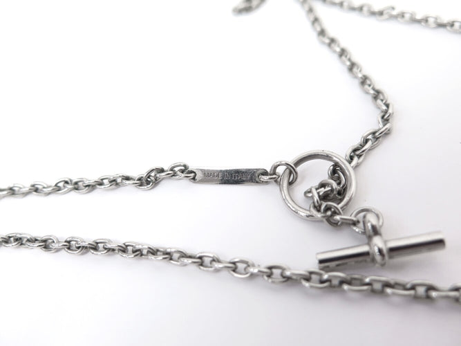 Collier collier HERMES panache h077298fb00 pendentif galop metal argente 58 Facettes 273214