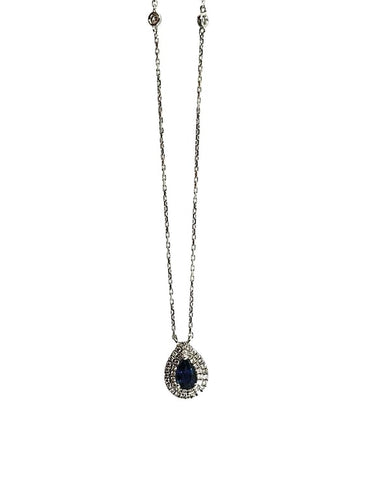 Collier Collier en or blanc 18K avec saphir 0,80 ct et diamants 0,40 ct 58 Facettes 1550