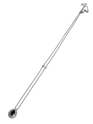 Collier Collier en or blanc 18K avec saphir 0,80 ct et diamants 0,40 ct 58 Facettes 1550