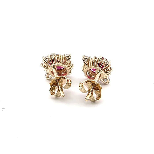Boucles d'oreilles Boucles d’oreilles en or jaune 18 ct avec rubis et diamants 58 Facettes 68/26 A