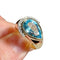 Bague 60 Bague en or jaune 18 carats avec topaze bleue poire et diamants 58 Facettes 7861 A