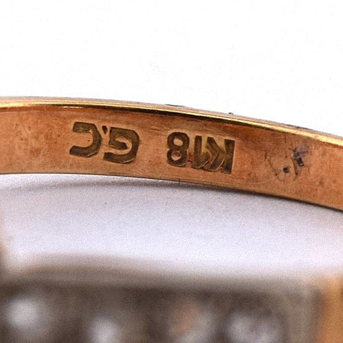 Bague 54 Bague ancienne en or jaune 18 kt avec perle et diamants 58 Facettes AN367 (0529)