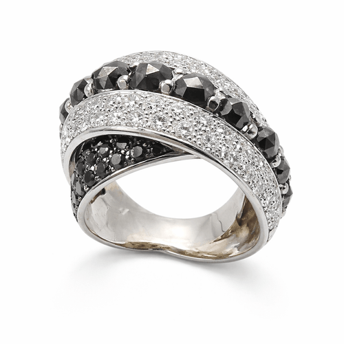 Bague 60 Bague bandeaux croisés en or blanc 18 carats sertie de diamants 58 Facettes Bague or et diamants