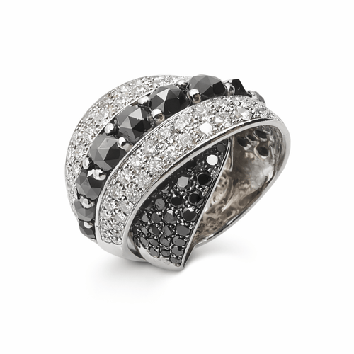 Bague 60 Bague bandeaux croisés en or blanc 18 carats sertie de diamants 58 Facettes Bague or et diamants